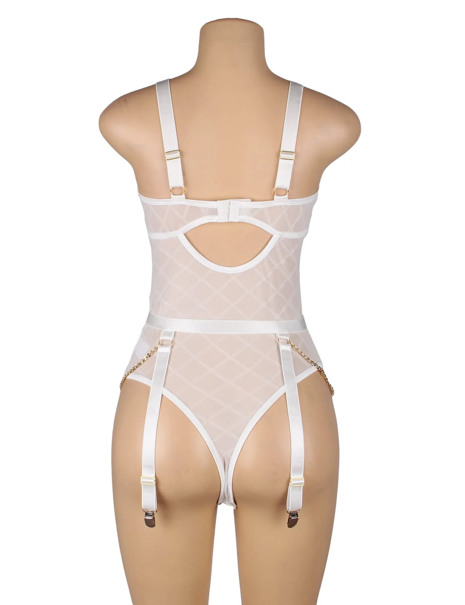 New Black Mesh Chain Bodysuit Hot Lingerie
