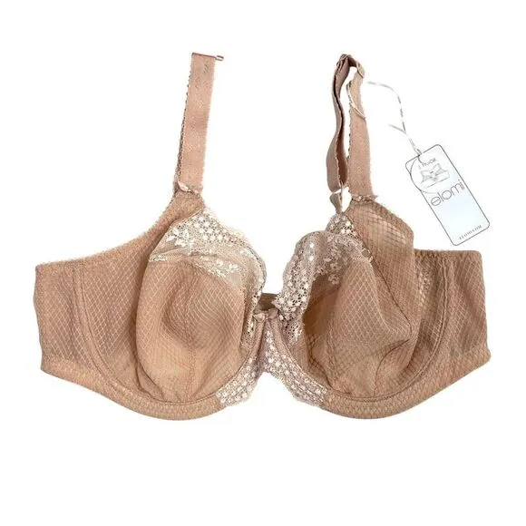 NEW Elomi Charley Stretch Plunge lace Bra Size 36DDD fawn nude