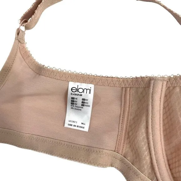 NEW Elomi Charley Stretch Plunge lace Bra Size 36DDD fawn nude