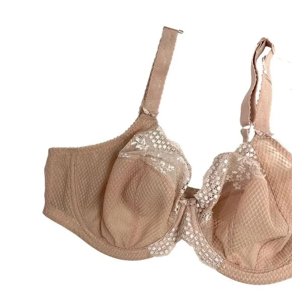 NEW Elomi Charley Stretch Plunge lace Bra Size 36DDD fawn nude