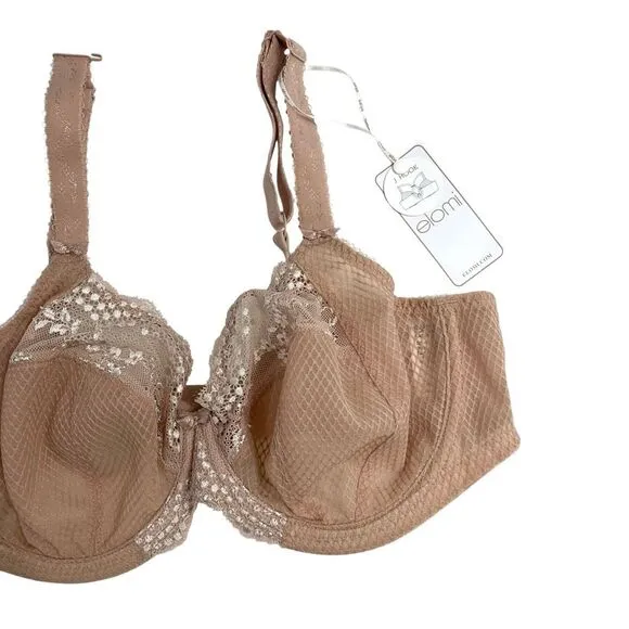 NEW Elomi Charley Stretch Plunge lace Bra Size 36DDD fawn nude