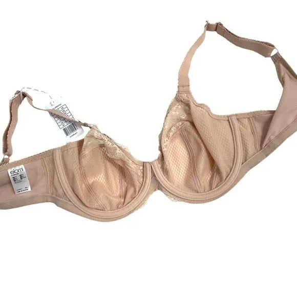 NEW Elomi Charley Stretch Plunge lace Bra Size 36DDD fawn nude