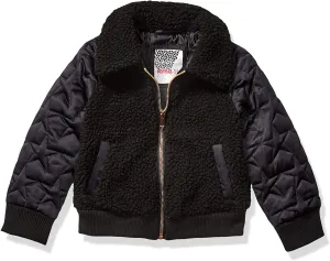 New Kensie - Girl's Outerwear Girls' Little Teddy Bomber Jacket, Black, Sz 5/6!