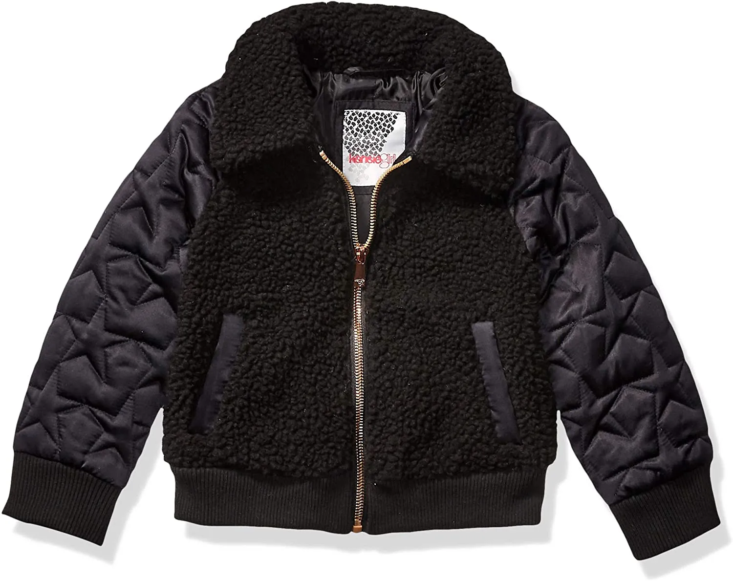 New Kensie - Girl's Outerwear Girls' Little Teddy Bomber Jacket, Black, Sz 5/6!