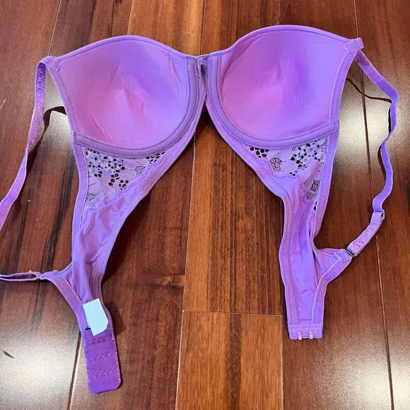 New NWOT Josie By Natori Purple Lingerie Set Lace Push Up Style Size 34B / S