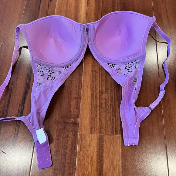 New NWOT Josie By Natori Purple Lingerie Set Lace Push Up Style Size 34B / S