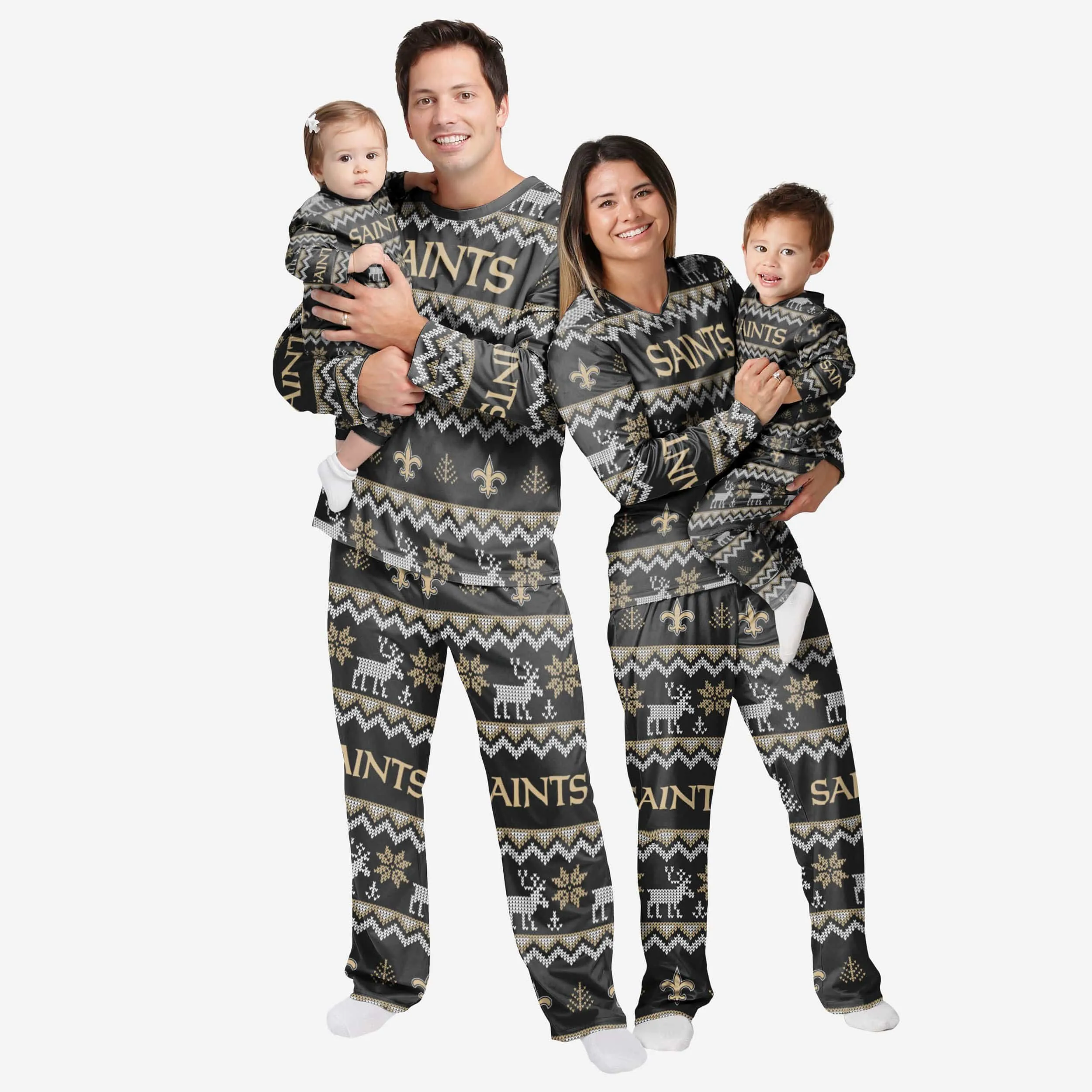 New Orleans Saints Infant Ugly Pattern Family Holiday Pajamas