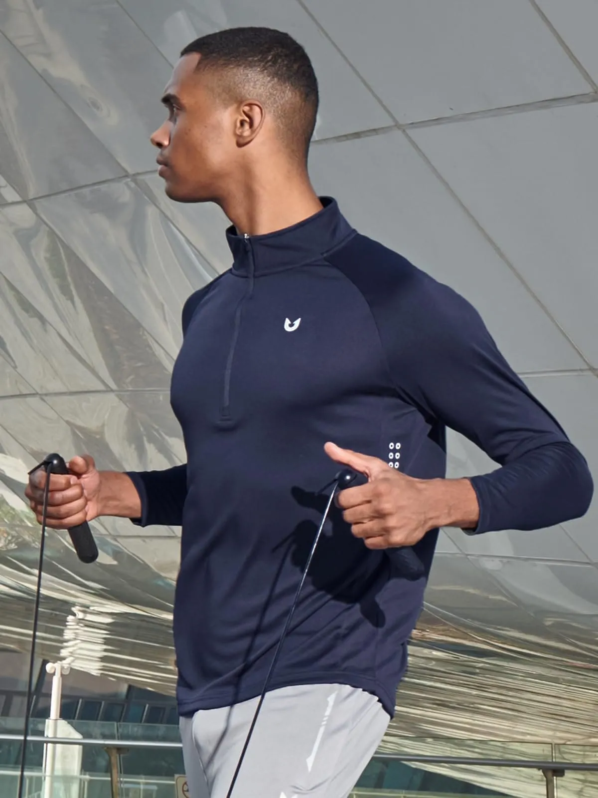 NORTHYARD Men's Running Shirt Long Sleeve Quarter Zip Pullover Moisture Wicking Quick Dry Athletic Workout Shirts Navy