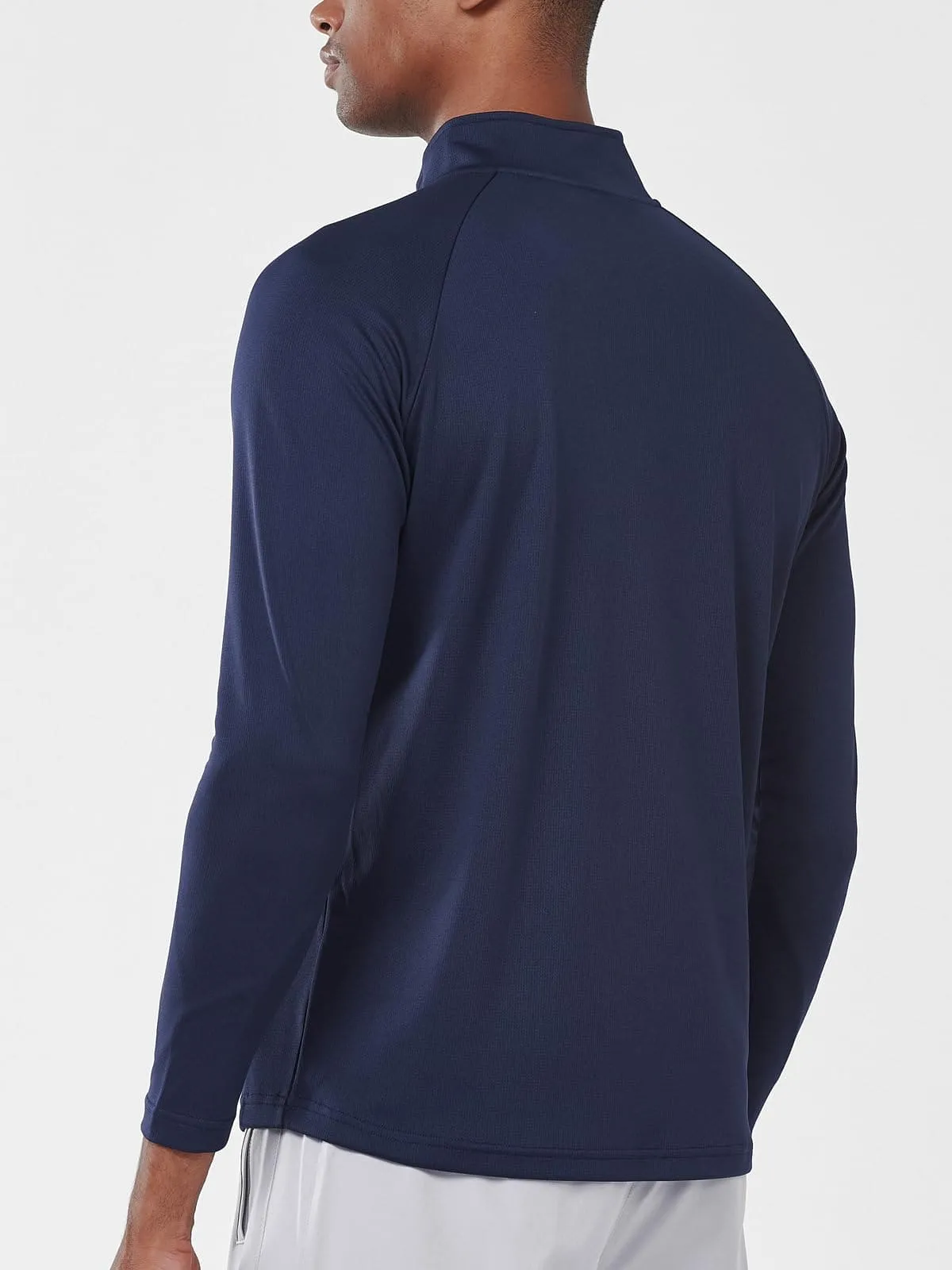 NORTHYARD Men's Running Shirt Long Sleeve Quarter Zip Pullover Moisture Wicking Quick Dry Athletic Workout Shirts Navy