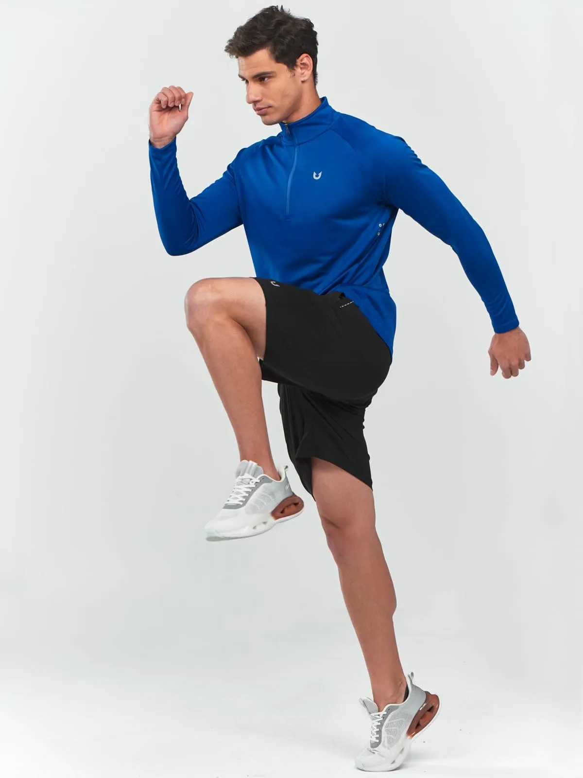 NORTHYARD Men's Running Shirt Long Sleeve Quarter Zip Pullover Moisture Wicking Quick Dry Athletic Workout Shirts Royal Blue