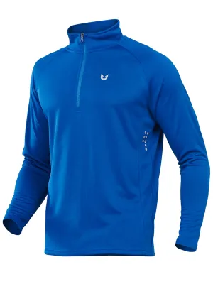 NORTHYARD Men's Running Shirt Long Sleeve Quarter Zip Pullover Moisture Wicking Quick Dry Athletic Workout Shirts Royal Blue