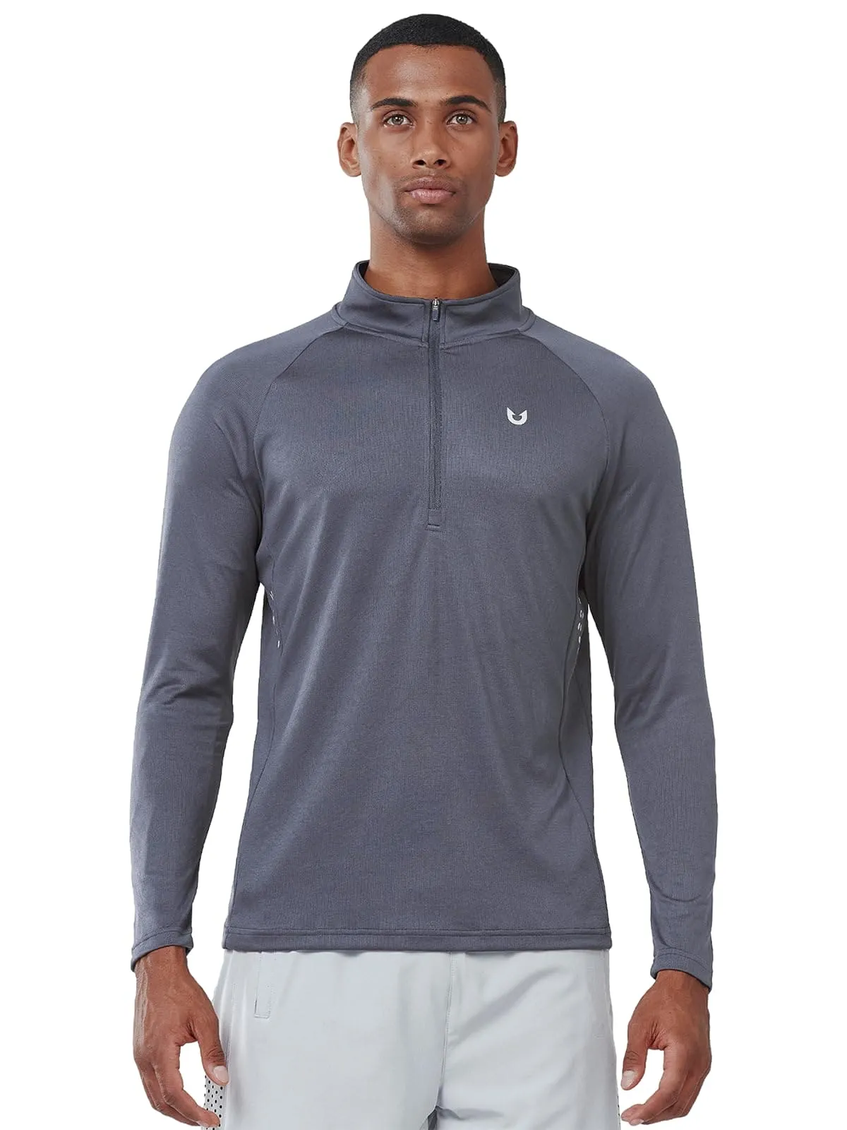NORTHYARD Men's Running Shirt Long Sleeve Quarter Zip Pullover Moisture Wicking Quick Dry Athletic Workout Shirts SMOKEGREY