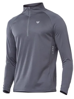 NORTHYARD Men's Running Shirt Long Sleeve Quarter Zip Pullover Moisture Wicking Quick Dry Athletic Workout Shirts SMOKEGREY