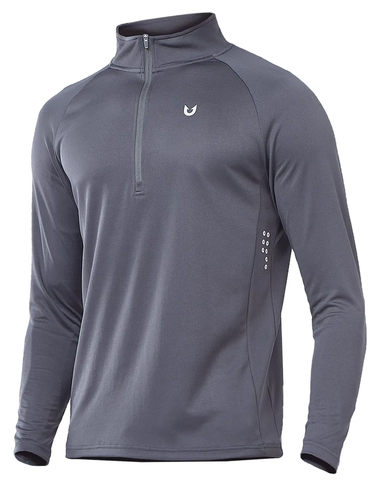 NORTHYARD Men's Running Shirt Long Sleeve Quarter Zip Pullover Moisture Wicking Quick Dry Athletic Workout Shirts SMOKEGREY