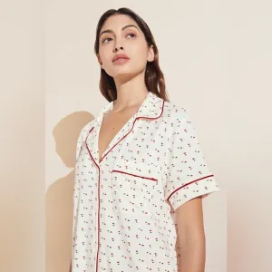 NWT Eberjey Women’s Gisele Relaxed Short PJ Top in Triple Hearts in size M