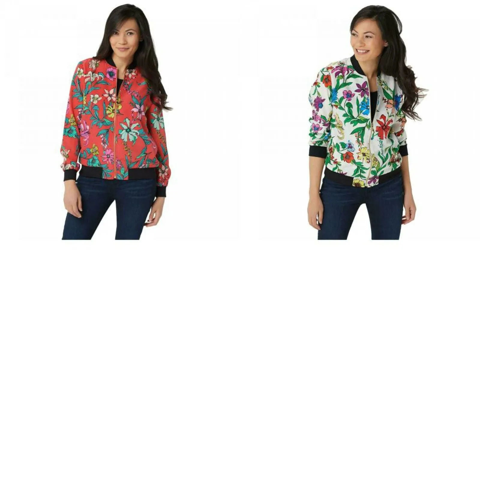 NWT Susan Graver Women's Floral Peachskin Bomber Jacket. A351018-Reg X-Large