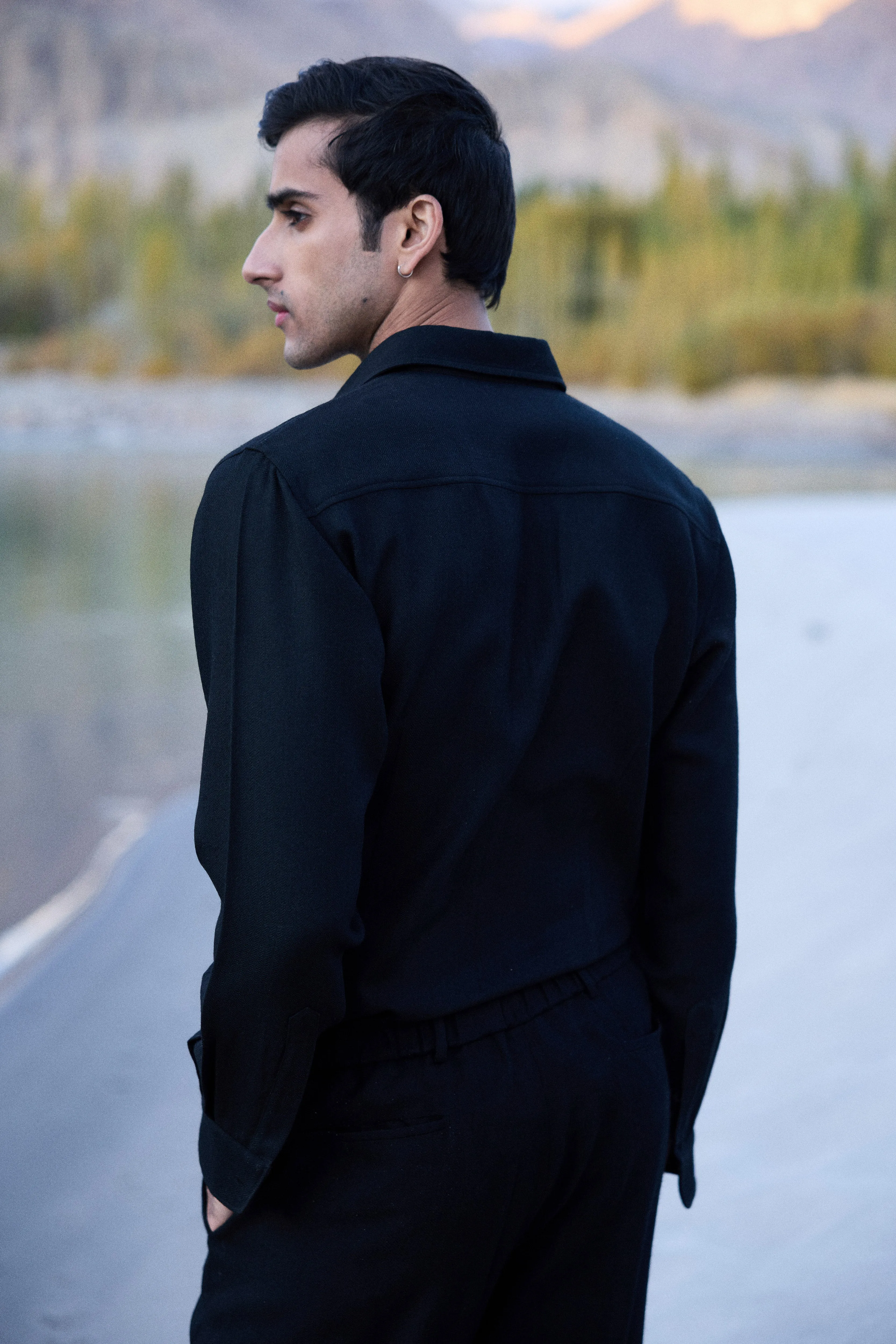 Nyoma Woollen Shirt - Man & Nyoma Woollen Pants  - Man (Black)
