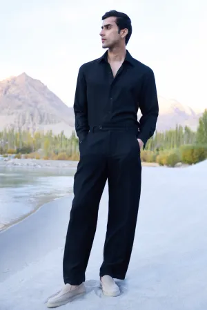Nyoma Woollen Shirt - Man & Nyoma Woollen Pants  - Man (Black)