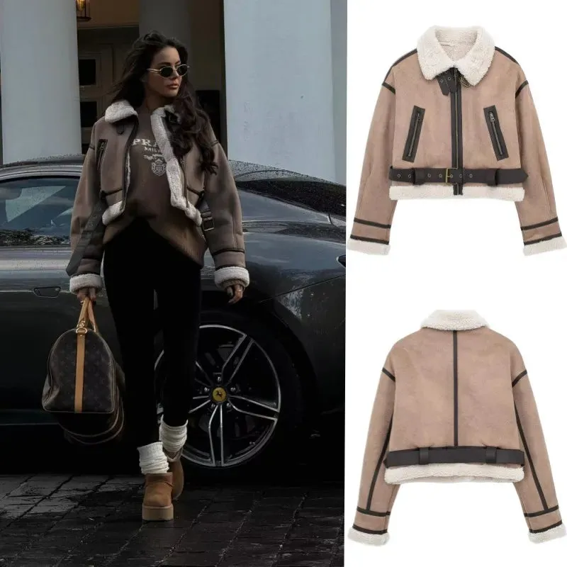 Obsidian Phoenix Women's Luxury Sheepskin Bomber Jacket