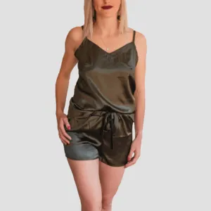 Olive Satin Nightwear Set - CLEARANCE SALE