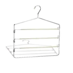 Organize It All 4 Tier Swing Arm Slack Rack Hanger, Closet Organizer for Pants, Scarves, Skirts, Chrome, 16.00 x 18.25 x 0.01