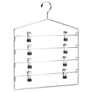 Organize It All 4 Tier Swing Arm Slack Rack Hanger, Closet Organizer for Pants, Scarves, Skirts, Chrome, 16.00 x 18.25 x 0.01