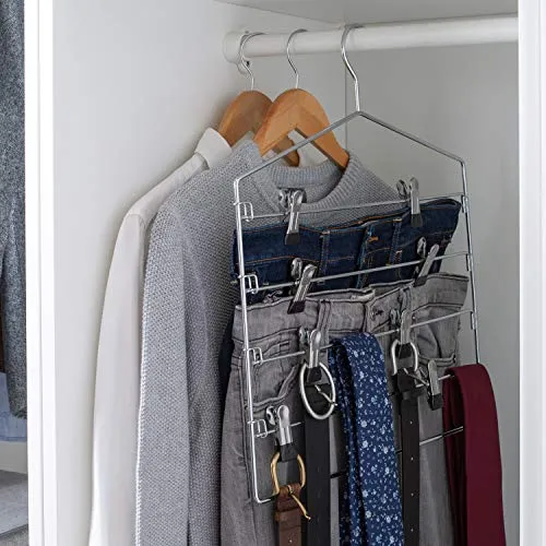 Organize It All Chrome 4 Tier Swing Arm Slack Closet Hanger