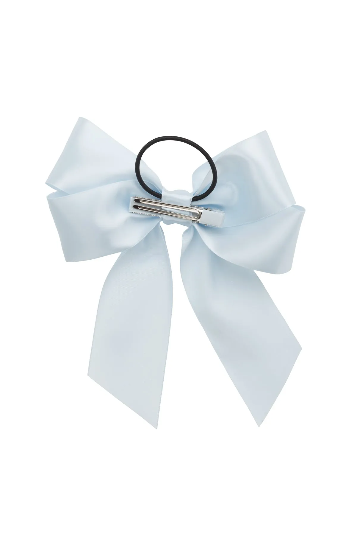 Oversized Bow Pony/Clip - Blue Vapor