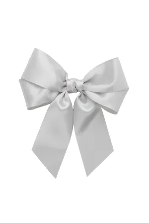 Oversized Bow Pony/Clip - Shell Grey