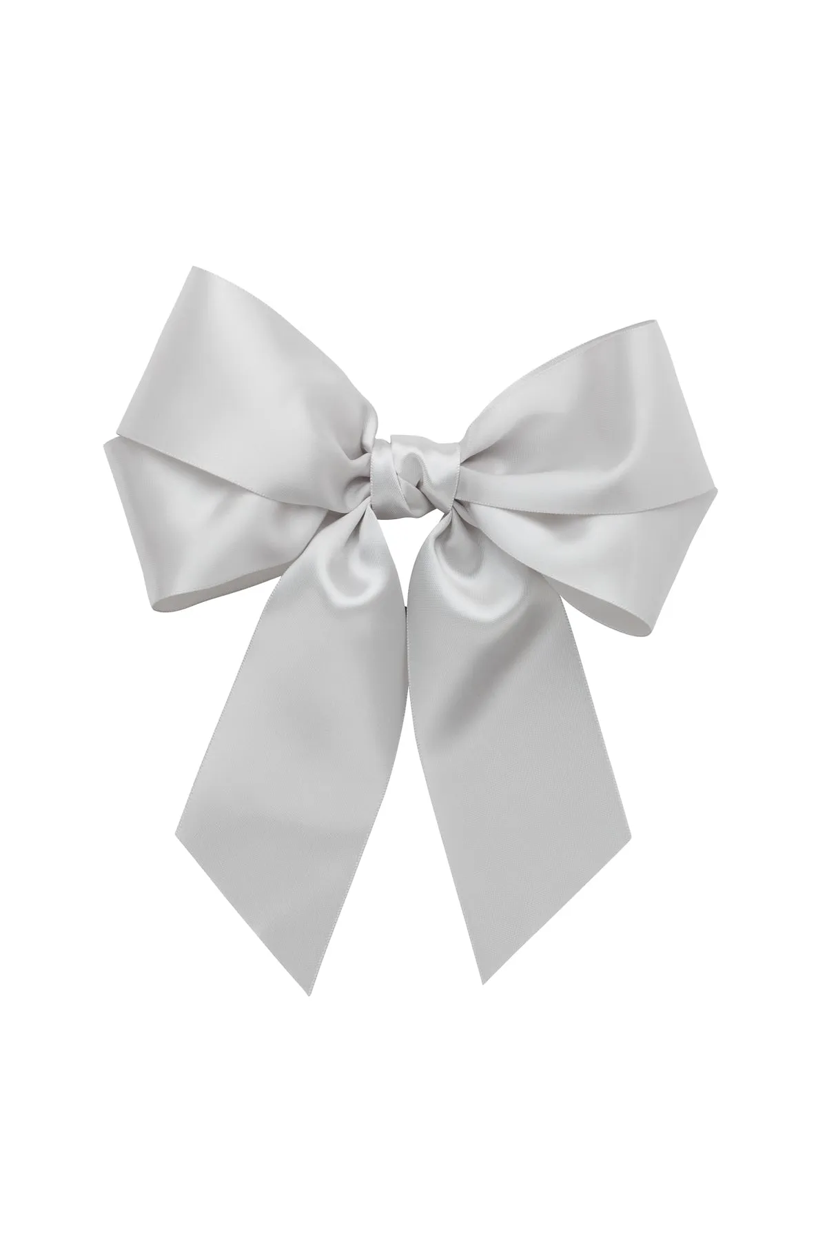 Oversized Bow Pony/Clip - Shell Grey