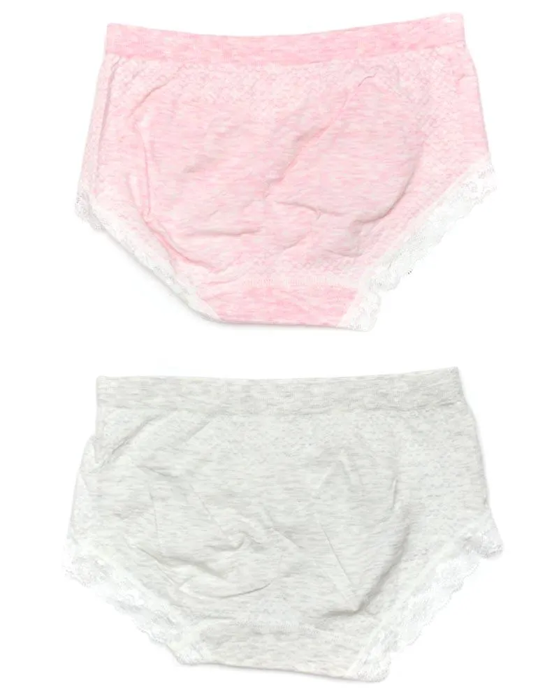 Pack of 2 Basic Soft Cotton Stretchable Lace Panty FP-657 - Mix Colors
