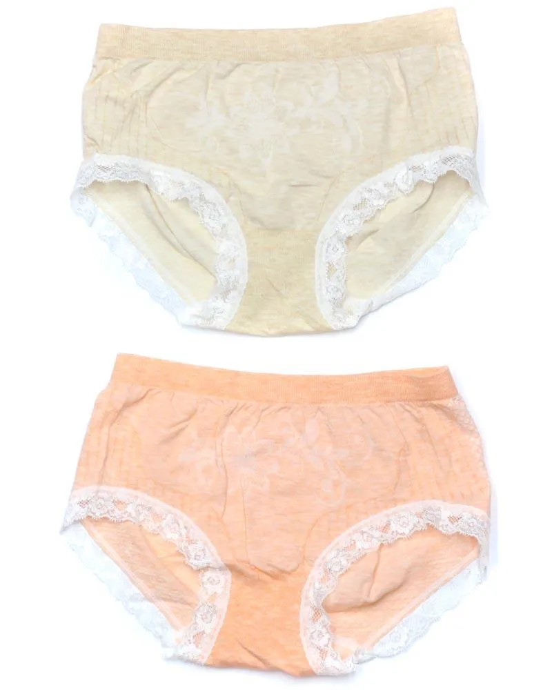 Pack of 2 Basic Soft Cotton Stretchable Lace Panty FP-657 - Mix Colors