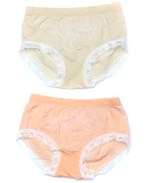 Pack of 2 Basic Soft Cotton Stretchable Lace Panty FP-657 - Mix Colors