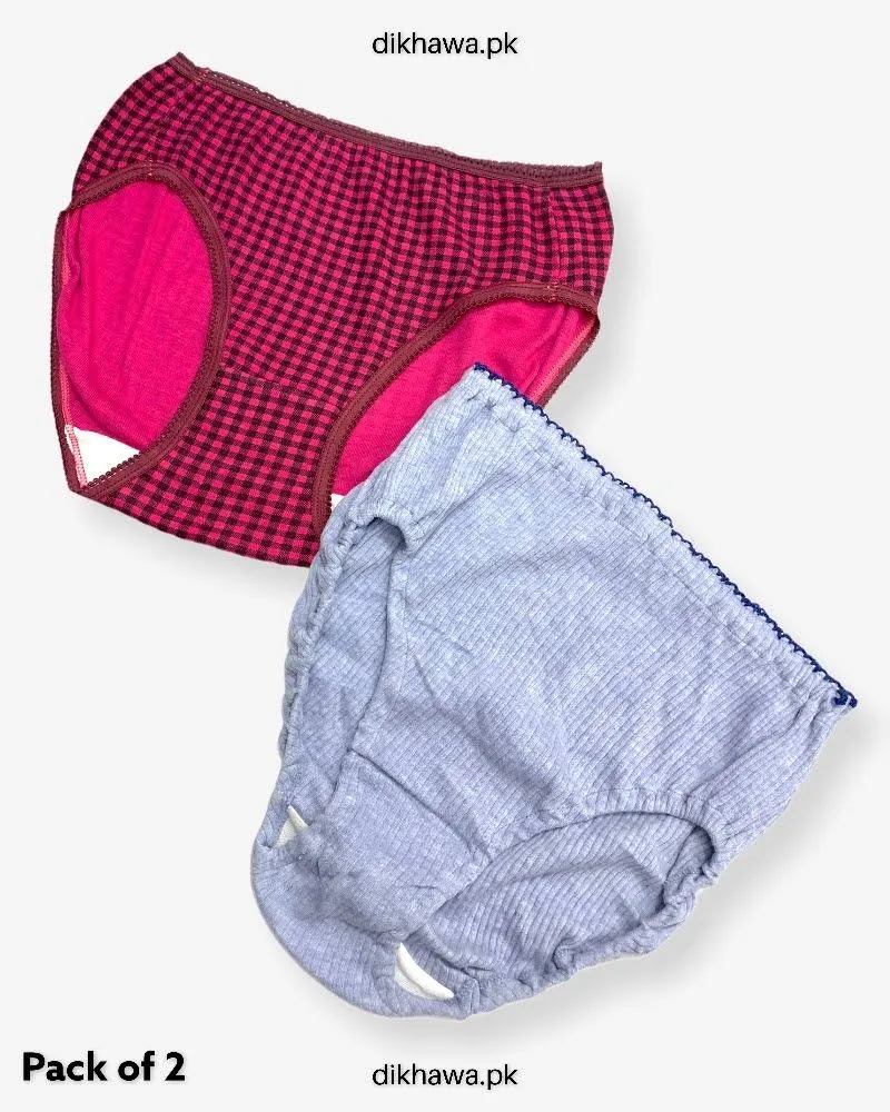 Pack of 2 Imported Stocklot Branded Cotton Panty Stretchable Cotton Lace Panty 2021