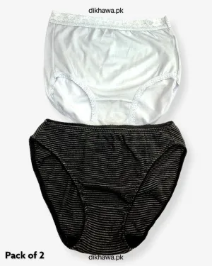 Pack of 2 Imported Stocklot Branded Cotton Panty Stretchable Cotton Lace Panty 2021