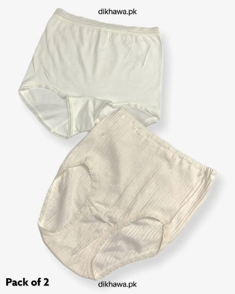 Pack of 2 Imported Stocklot Branded Cotton Panty Stretchable Cotton Lace Panty 2021
