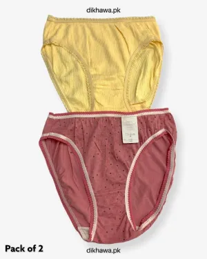 Pack of 2 Imported Stocklot Branded Cotton Panty Stretchable Cotton Lace Panty 2021
