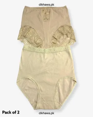Pack of 2 Imported Stocklot Branded Cotton Panty Stretchable Cotton Lace Panty 2021