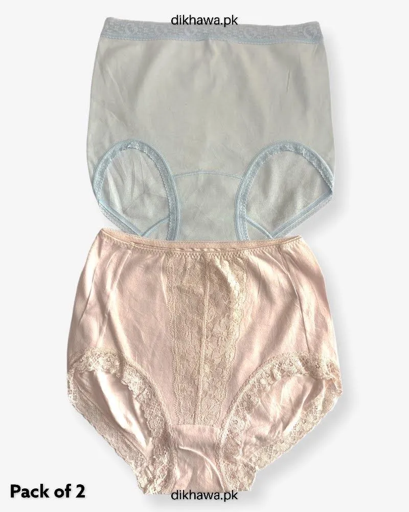 Pack of 2 Imported Stocklot Branded Cotton Panty Stretchable Cotton Lace Panty 2021