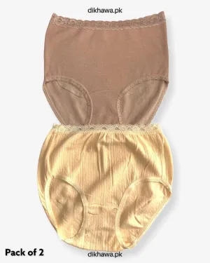 Pack of 2 Imported Stocklot Branded Cotton Panty Stretchable Cotton Lace Panty 2021