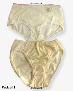Pack of 2 Imported Stocklot Branded Cotton Panty Stretchable Cotton Lace Panty 2021
