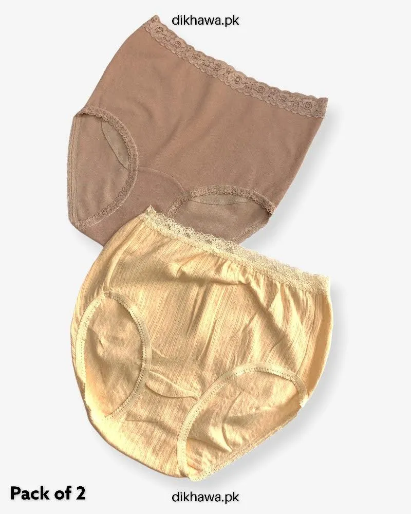 Pack of 2 Imported Stocklot Branded Cotton Panty Stretchable Cotton Lace Panty 2021
