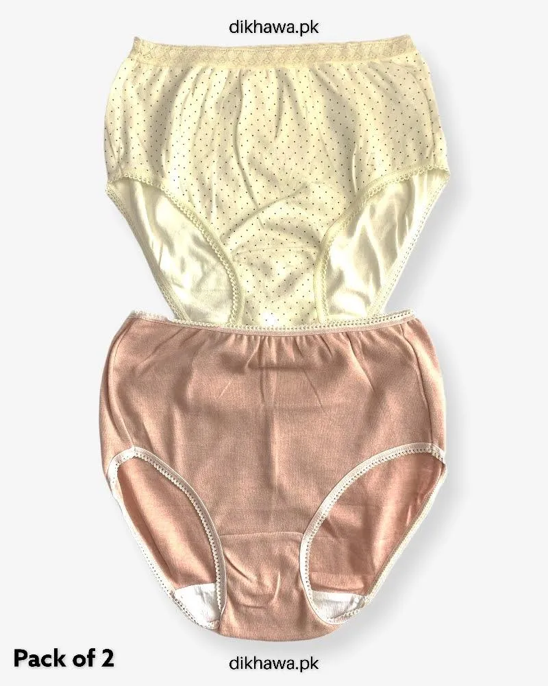 Pack of 2 Imported Stocklot Branded Cotton Panty Stretchable Cotton Lace Panty 2021