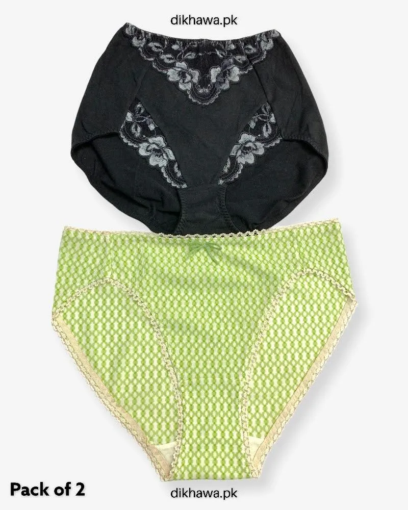 Pack of 2 Imported Stocklot Branded Cotton Panty Stretchable Cotton Lace Panty 2021