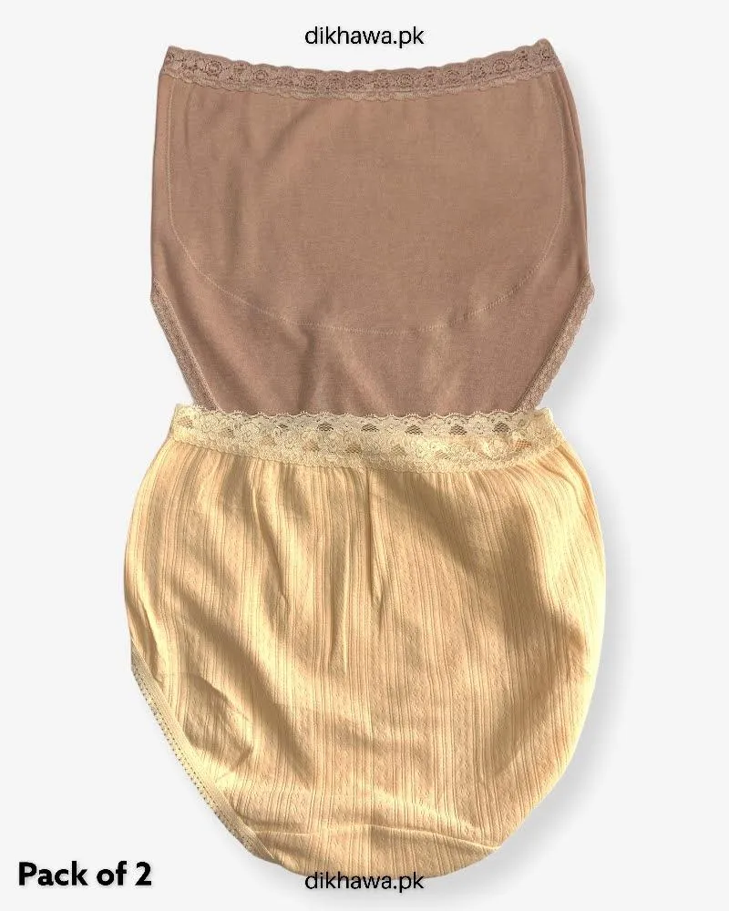Pack of 2 Imported Stocklot Branded Cotton Panty Stretchable Cotton Lace Panty 2021