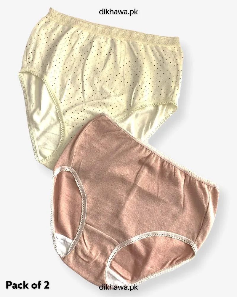 Pack of 2 Imported Stocklot Branded Cotton Panty Stretchable Cotton Lace Panty 2021