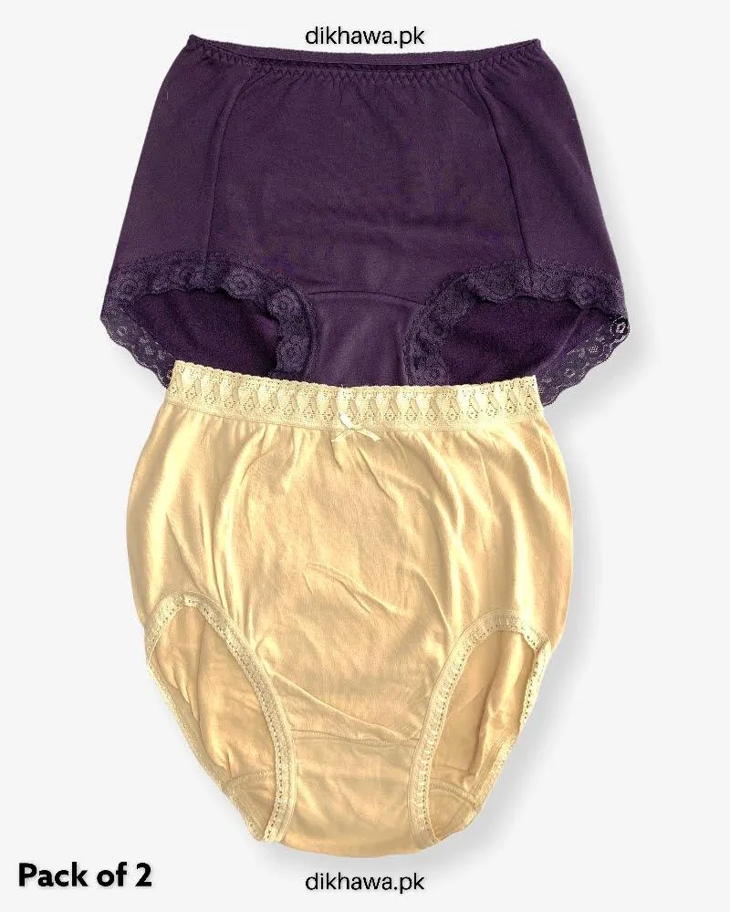 Pack of 2 Imported Stocklot Branded Cotton Panty Stretchable Cotton Lace Panty 2021