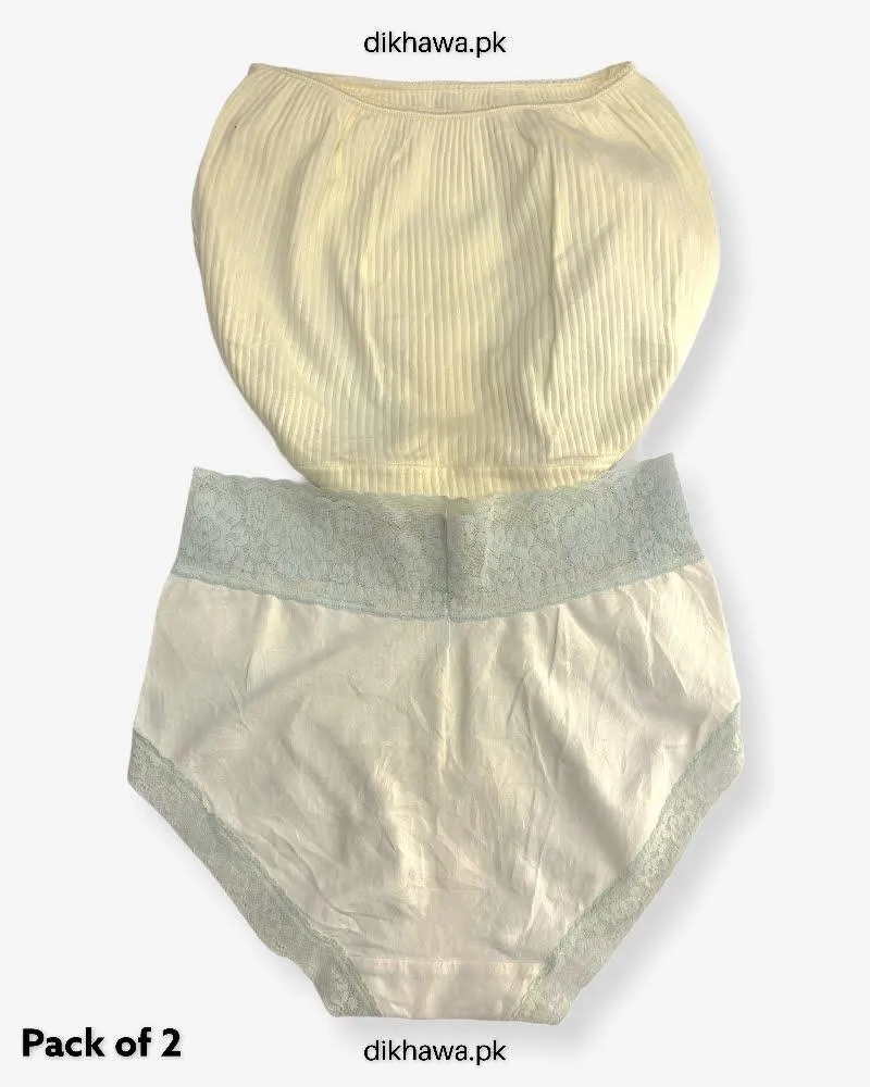 Pack of 2 Imported Stocklot Branded Cotton Panty Stretchable Cotton Lace Panty 2021