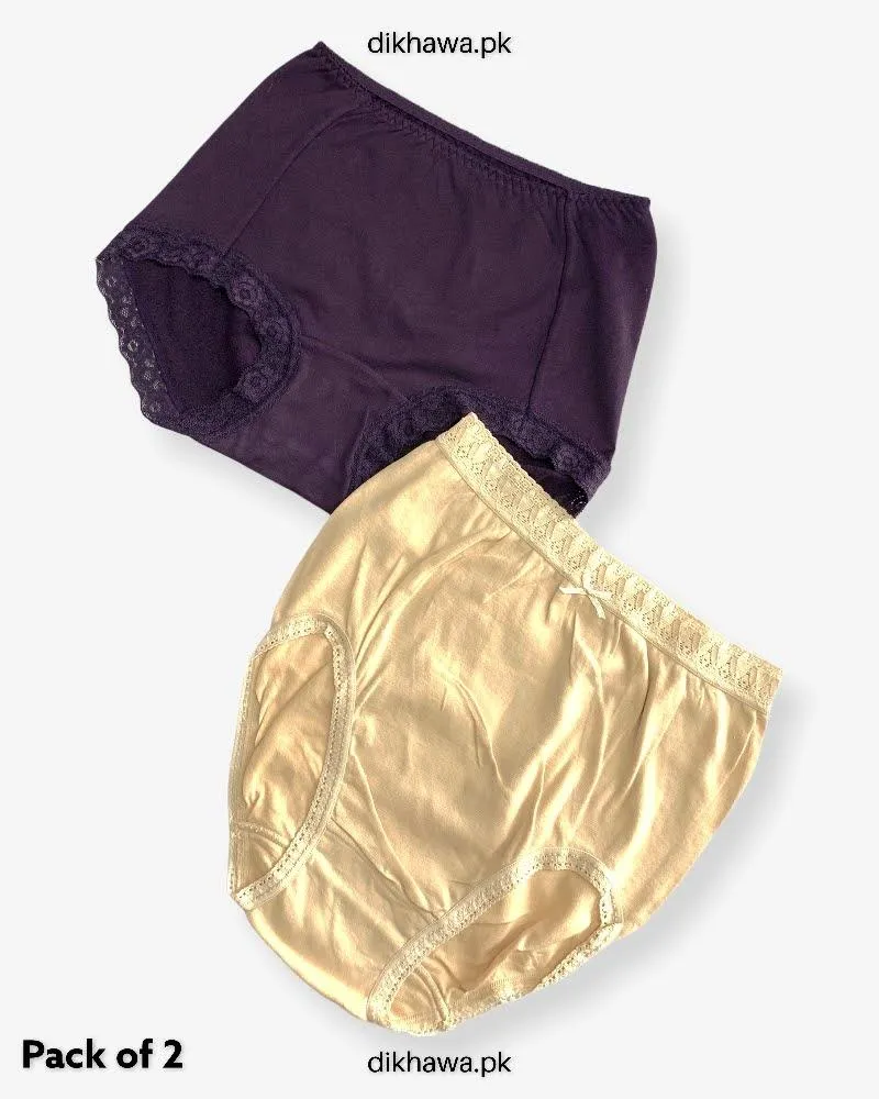 Pack of 2 Imported Stocklot Branded Cotton Panty Stretchable Cotton Lace Panty 2021