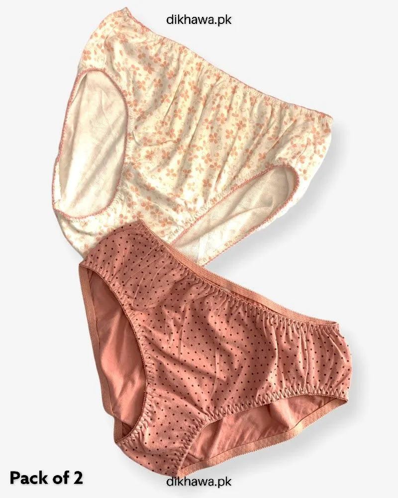 Pack of 2 Imported Stocklot Branded Cotton Panty Stretchable Cotton Lace Panty 2021